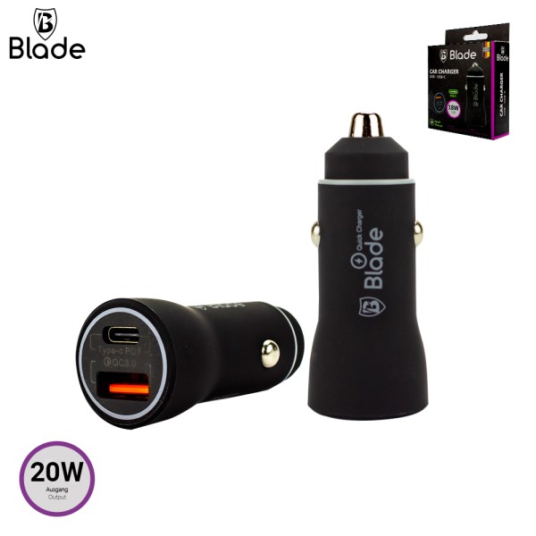 Blade 20W PD USC- C + 3A USB- A Car Charger